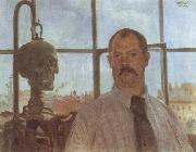 Lovis Corinth Self-Portrait with Skeleton Germany oil painting artist